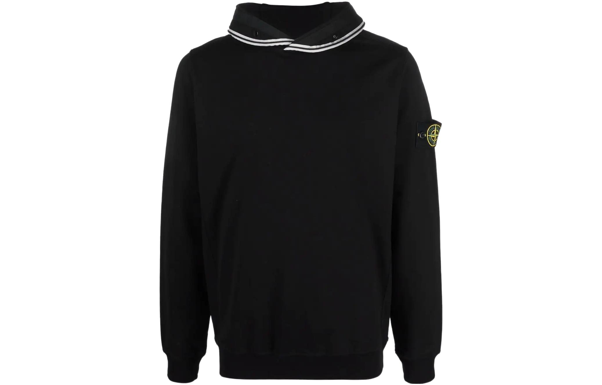 Stone Island SS22 Stretch Cotton Fleece Hoodie Black 761562852-V0029