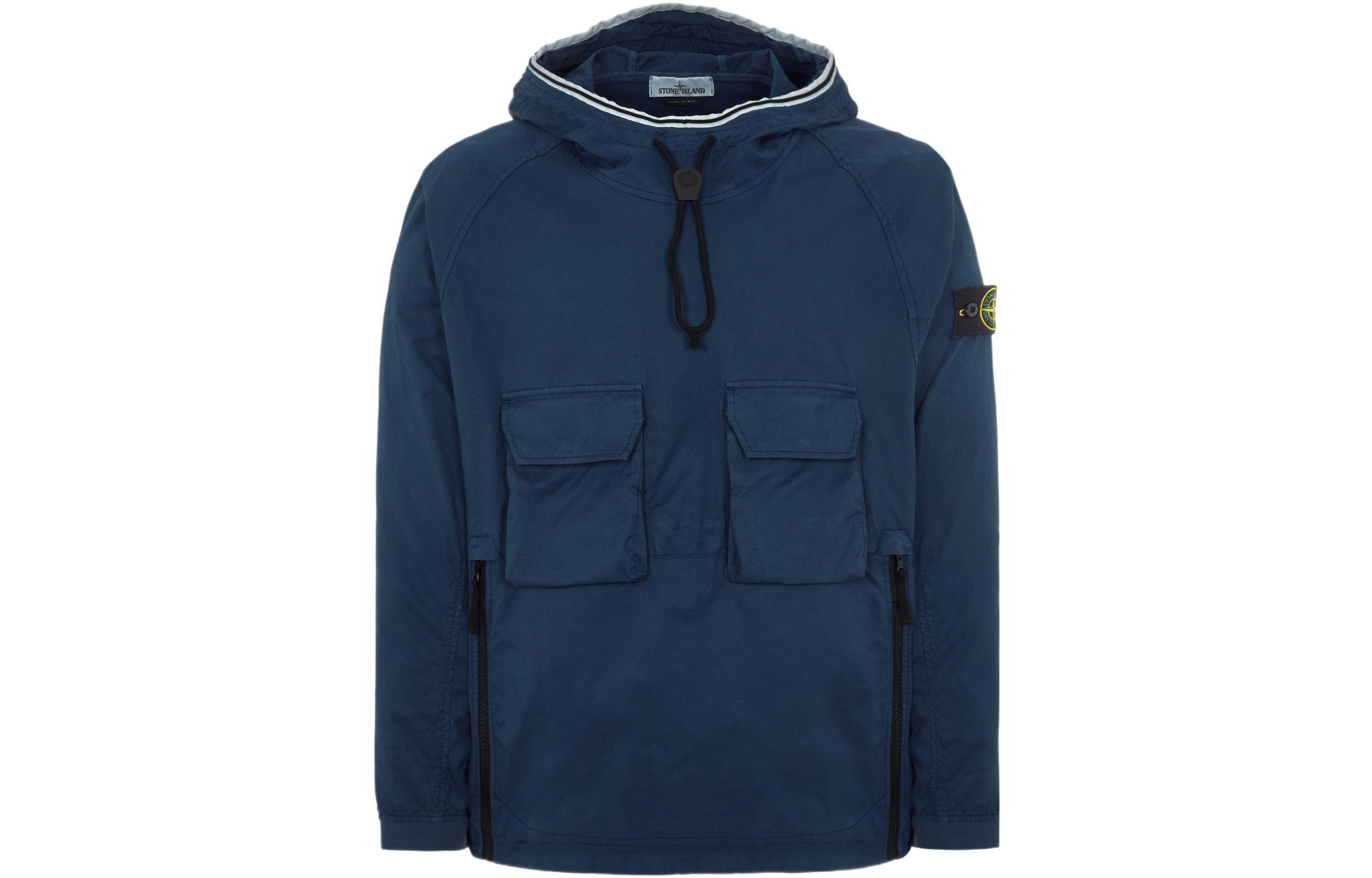 Stone Island SS22 Stretch Drawstring Jacket Aviator Blue 761544019-V0024