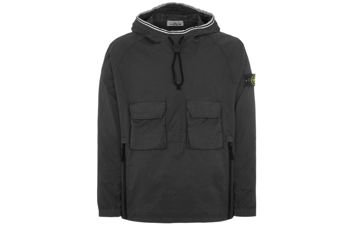 Stone Island SS22 Stretch Drawstring Jacket Black Long Sleeve 761544019-V0029