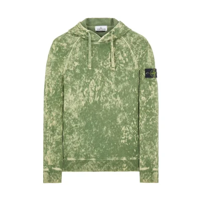 Stone Island SS22 Tie-Dye Badge Hoodie Green Pullover Long Sleeve 761561338-V0058
