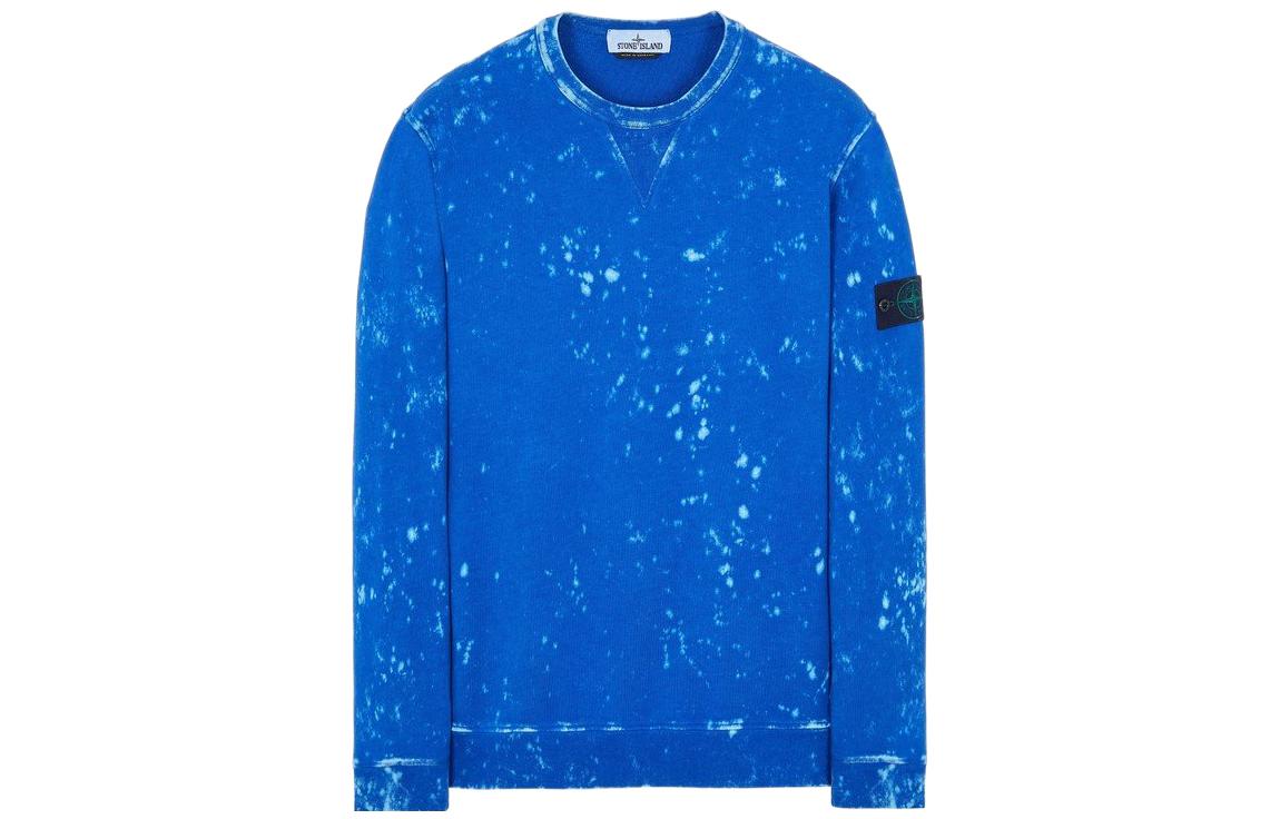 Stone Island SS22 Tie-Dye Crewneck Pullover Sweatshirt Navy Blue 761561538-V0022