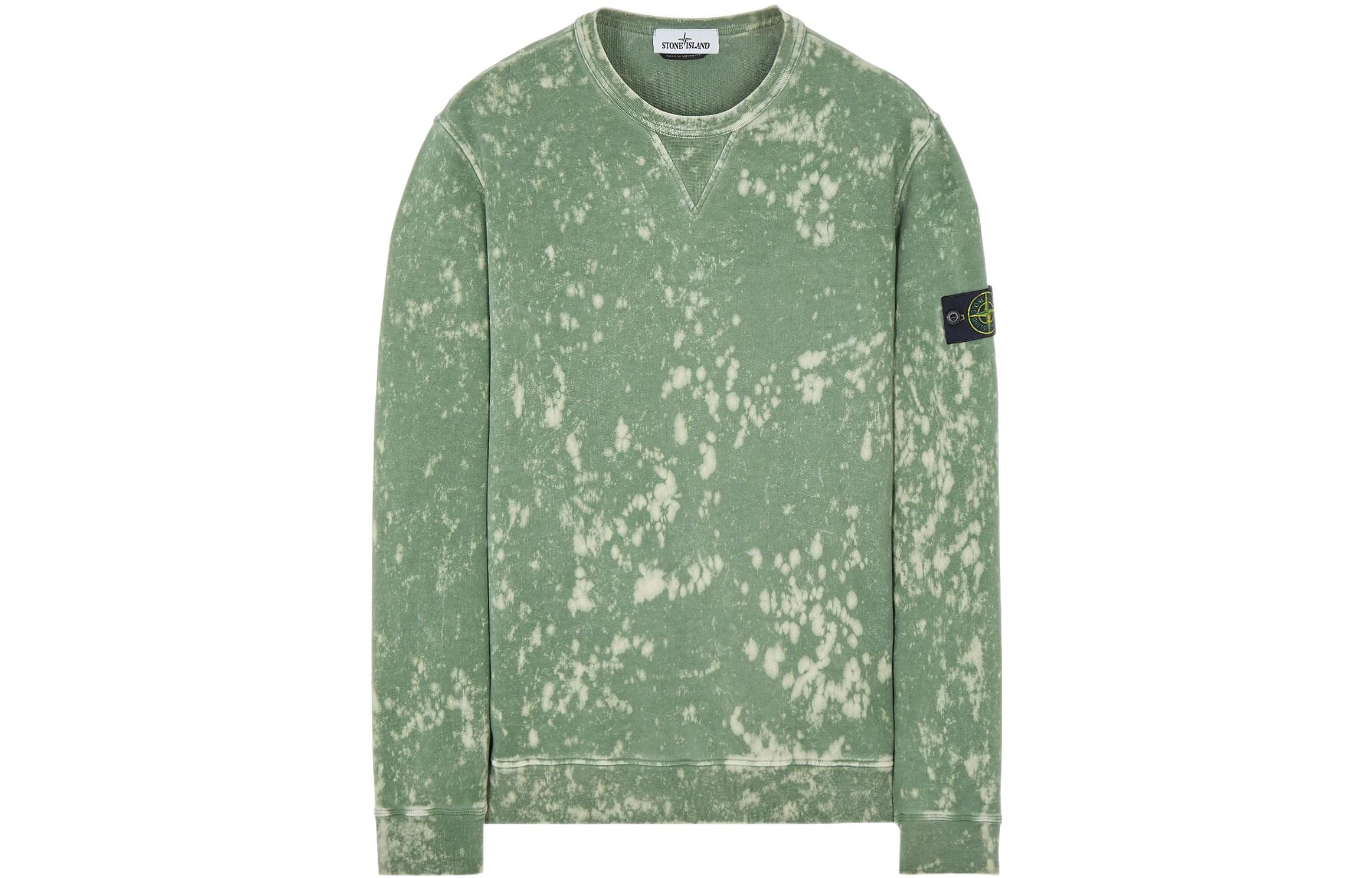 Stone Island SS22 Tie-Dye Crewneck Pullover Sweatshirt Olive Green 761561538-V0058