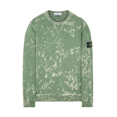 Stone Island SS22 Tie-Dye Crewneck Pullover Sweatshirt Olive Green 761561538-V0058