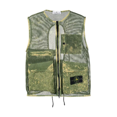 STONE ISLAND SS22 Tie-Dye Mesh Vest Green 7615G0622-V0058