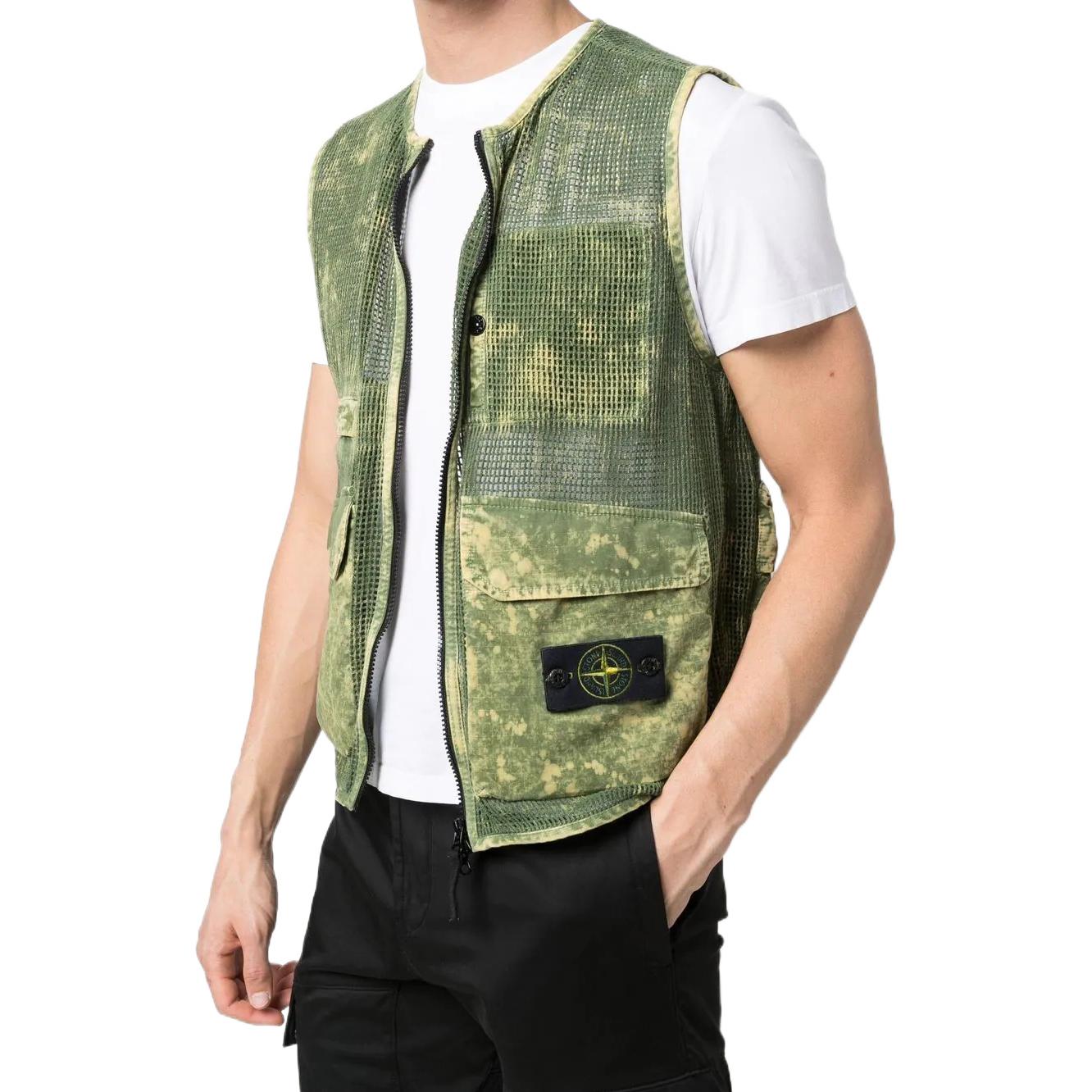 Details for STONE ISLAND SS22 綠色紮染網眼背心 7615G0622-V0058