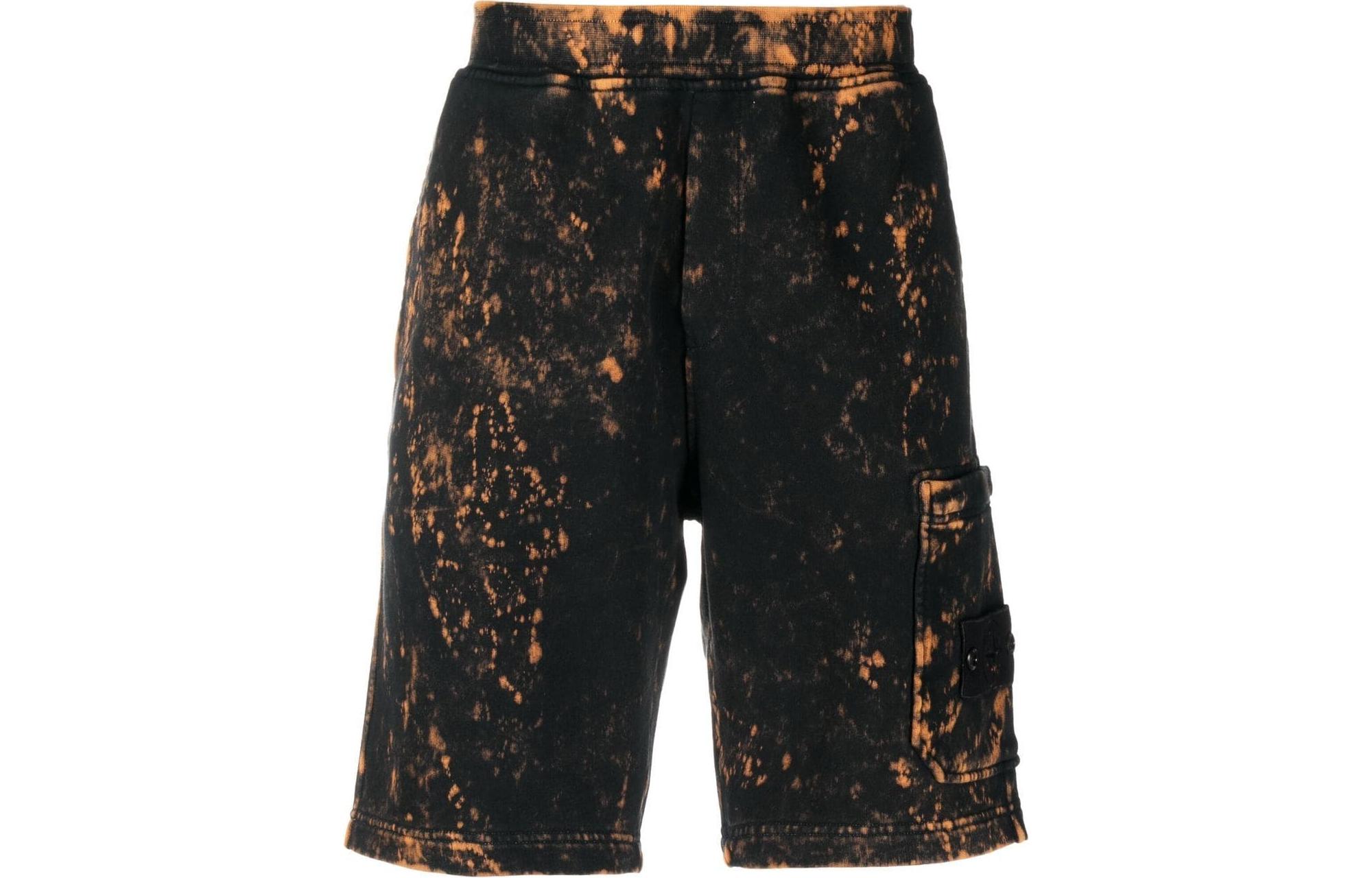 STONE ISLAND SS22 Tie-Dye Pocket Black Straight Casual Shorts for Men. 761565338-V0029