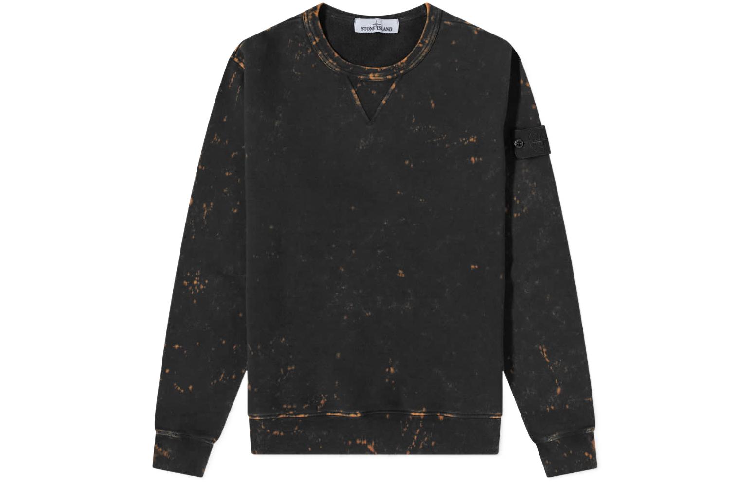 Stone Island SS22 Tie-Dye Pullover Sweatshirt Black 761561538-V0029