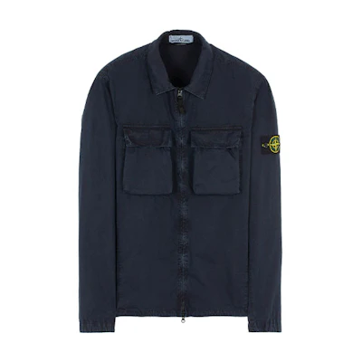 STONE ISLAND SS22 Washed Double Pocket Long Sleeve Jacket Navy Blue Men 7615114WN-V0120