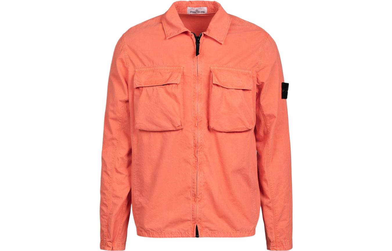 Stone Island SS22 Washed Orange Double Pocket Long Sleeve Jacket 7615114WN-V0132