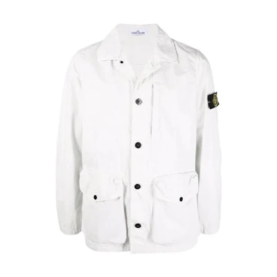 STONE ISLAND SS22 White Button-Up Collar Jacket for Men 7615439WN-V0103