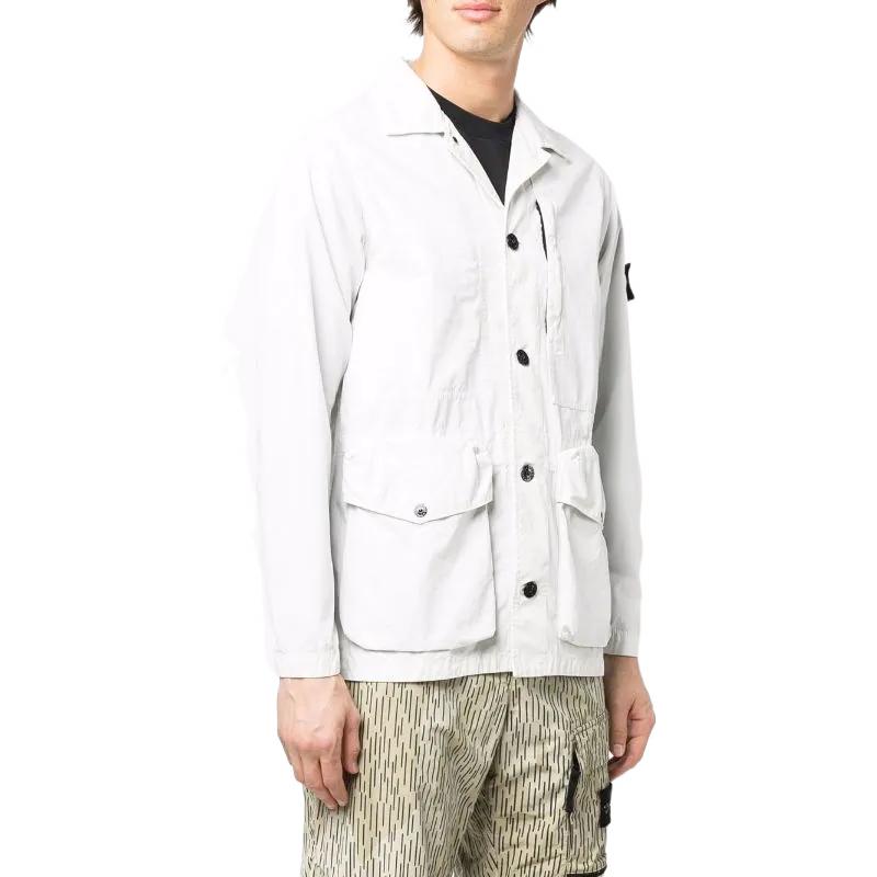 STONE ISLAND SS22 White Button-Up Collar Jacket for Men 7615439WN-V0103 圖 4