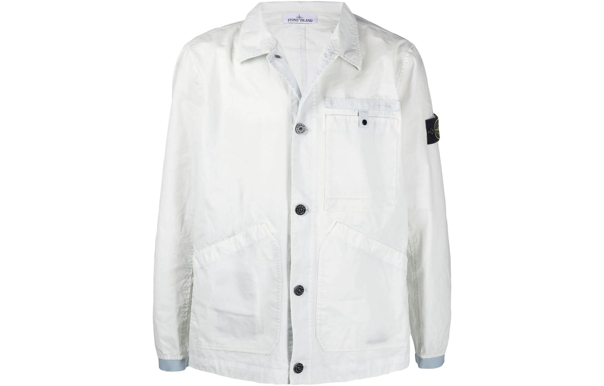 Stone Island SS22 White Compass Patch Jacket Men’s Outerwear 7615A0230-V0003