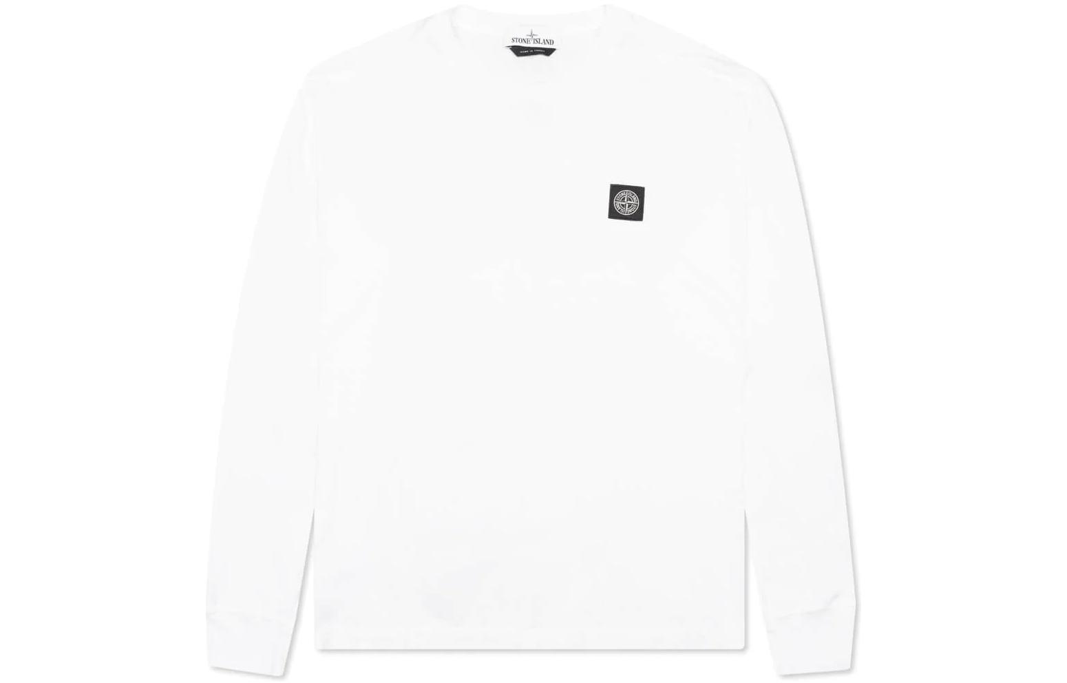 Stone Island SS22 White Crewneck Sweatshirt with Logo Patch for Men MO751522713-V0001