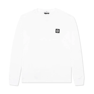 Stone Island SS22 White Crewneck Sweatshirt with Logo Patch for Men MO751522713-V0001