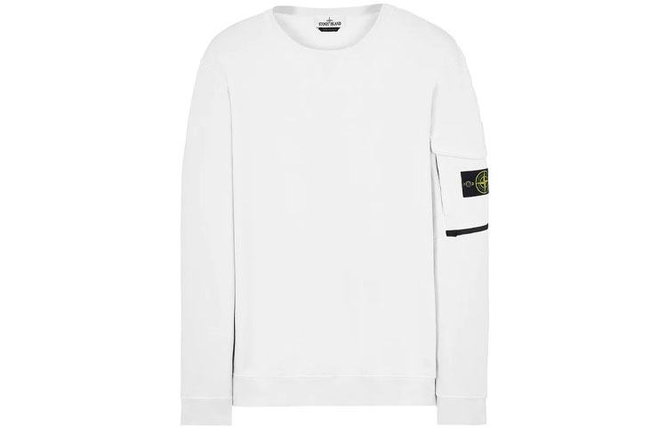 Stone Island SS22 White Crewneck Sweatshirt with Patch for Men 761561151-V0001