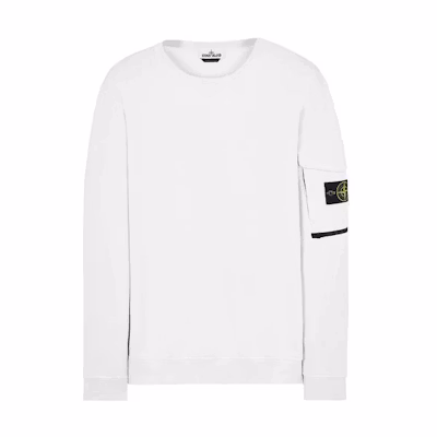 Stone Island SS22 White Crewneck Sweatshirt with Patch for Men 761561151-V0001