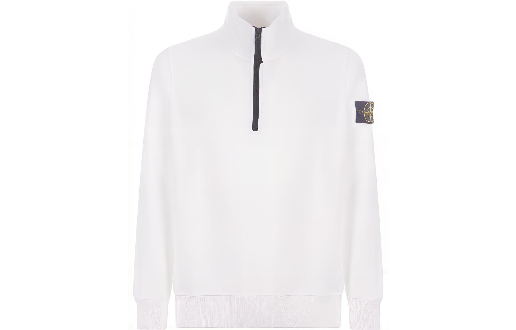 Stone Island SS22 White Half-Zip Pullover Sweatshirt Long Sleeve 741561951-V0001