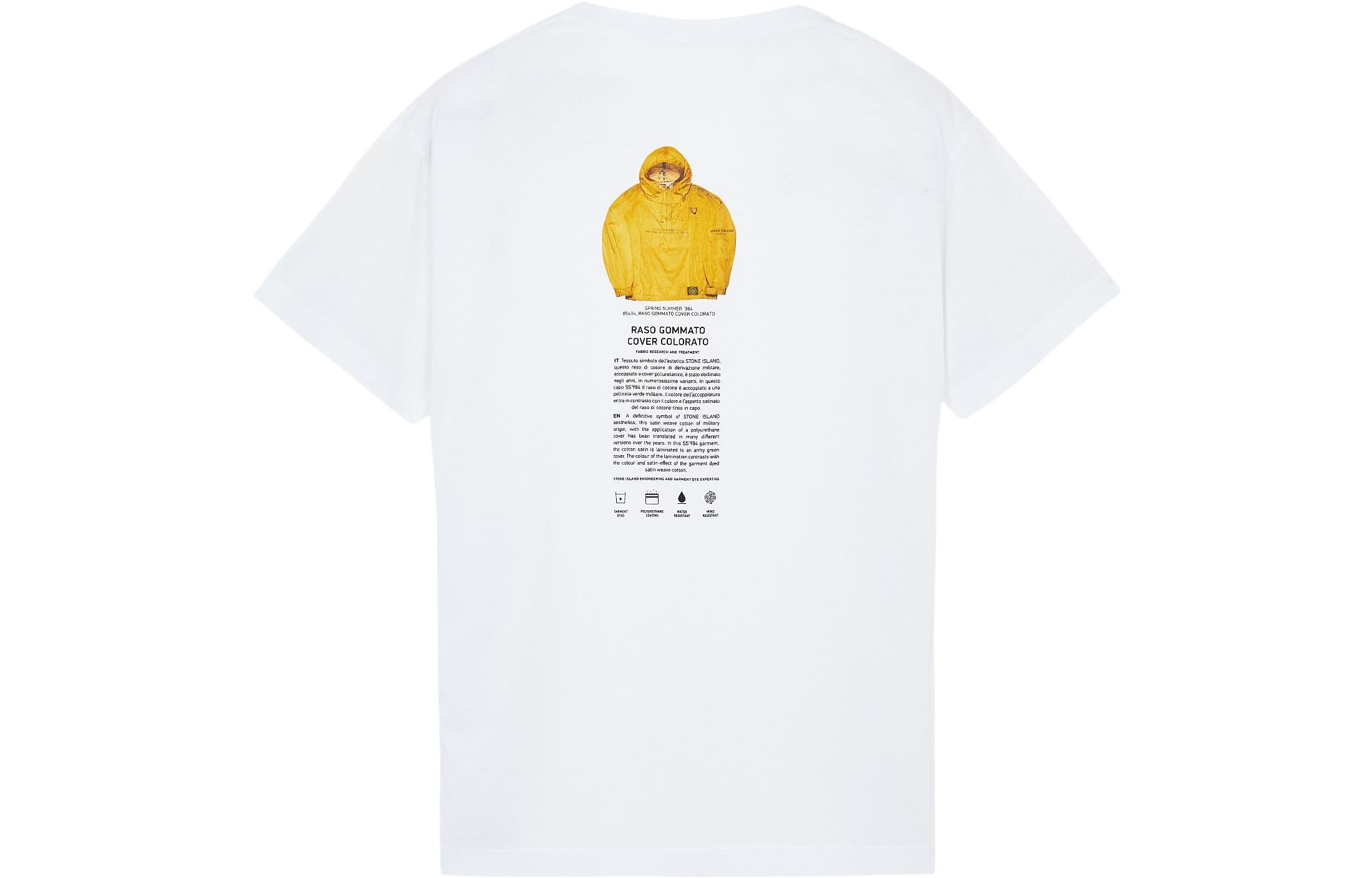 STONE ISLAND SS22 White Logo Print Crewneck Casual Short Sleeve T-Shirt Men 76152NS91-V0001