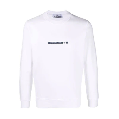 Stone Island SS22 White Logo Print Long Sleeve Sweatshirt 761563085-V0001