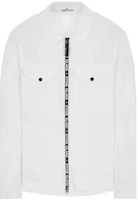 STONE ISLAND SS22 White Long Sleeve Logo Printed Zip Shirt for Men 7615117e4-v0001 STONE ISLAND SS22 White Long Sleeve Logo Printed Zip Shirt for Men 7615117e4-v0001