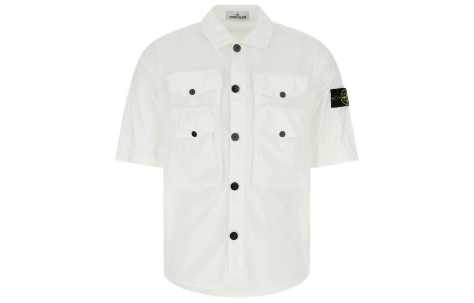STONE ISLAND SS22 White Short Sleeve Shirt with Multiple Pockets and Badge. 761511003-V0001 圖 2