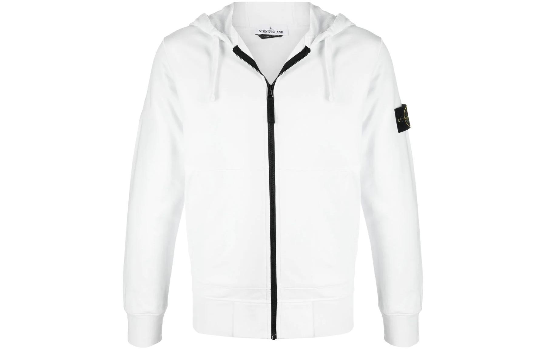 Stone Island SS22 White Zip-Up Hoodie Jacket 761564251-V0003