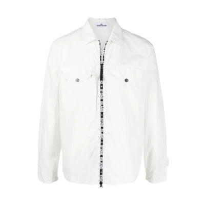 Stone Island SS22 White Zip-Up Shirt Style Jacket 7615117E4-V0003
