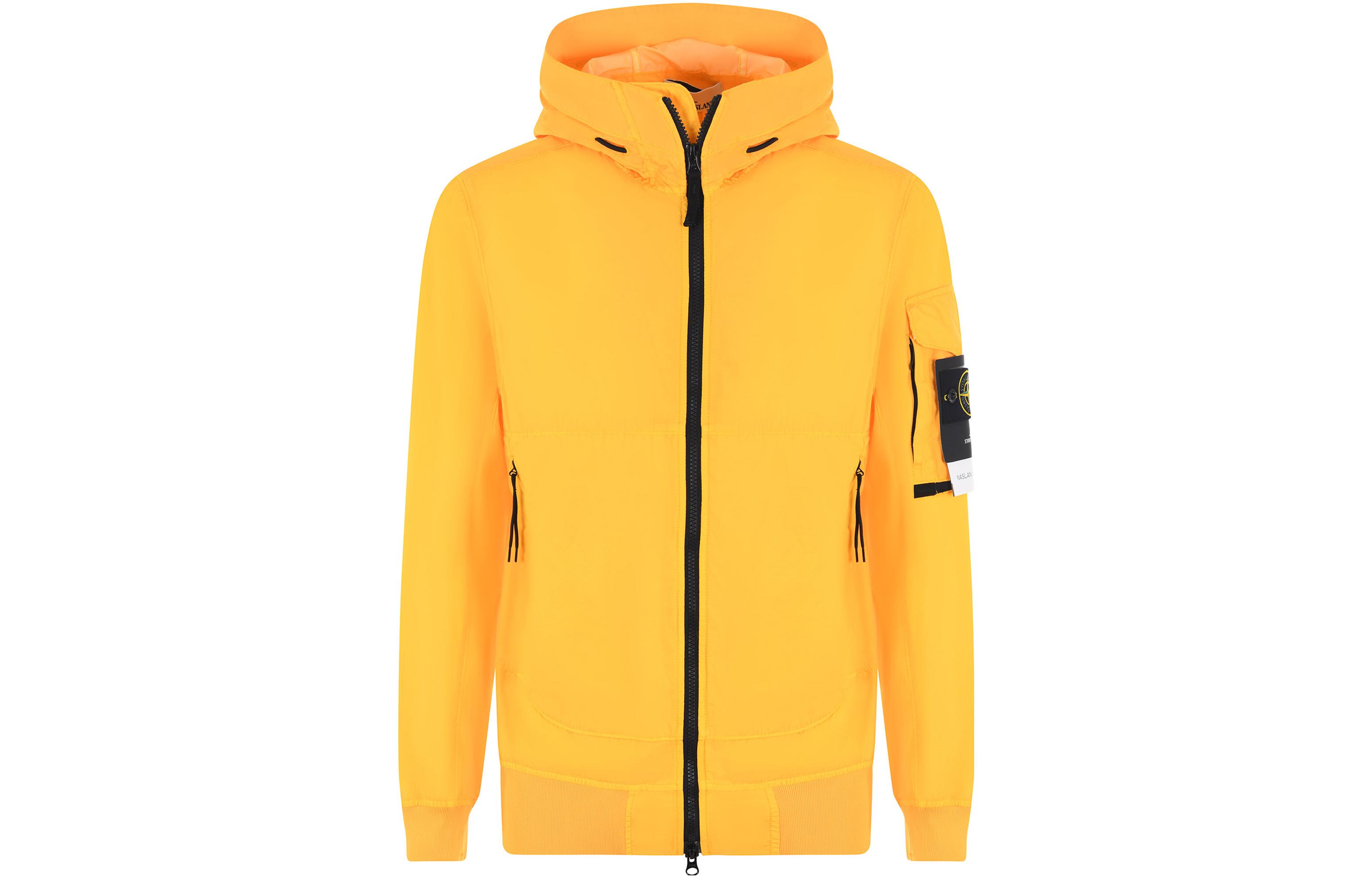 Stone Island SS22 Yellow Badge Logo Zip-Up Hooded Jacket 761540632-V0030