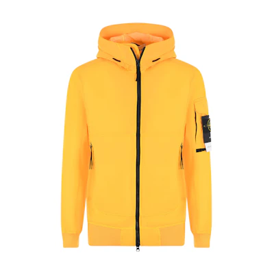 Stone Island SS22 Yellow Badge Logo Zip-Up Hooded Jacket 761540632-V0030