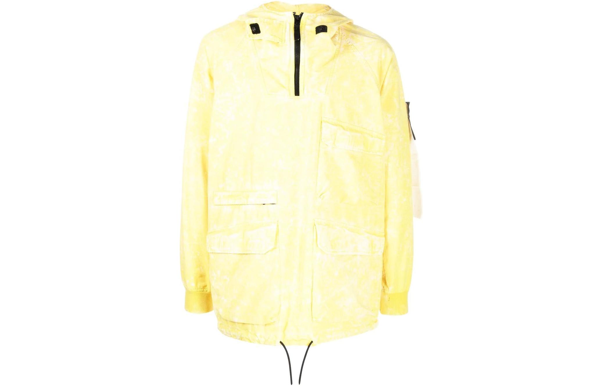 Stone Island SS22 Yellow Half-Zip Hooded Jacket with Multi-Pockets 761544122-V0030