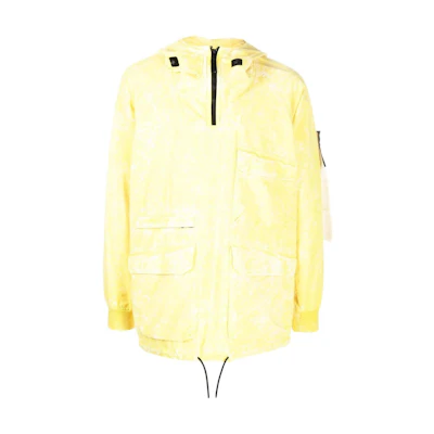 Stone Island SS22 Yellow Half-Zip Hooded Jacket with Multi-Pockets 761544122-V0030