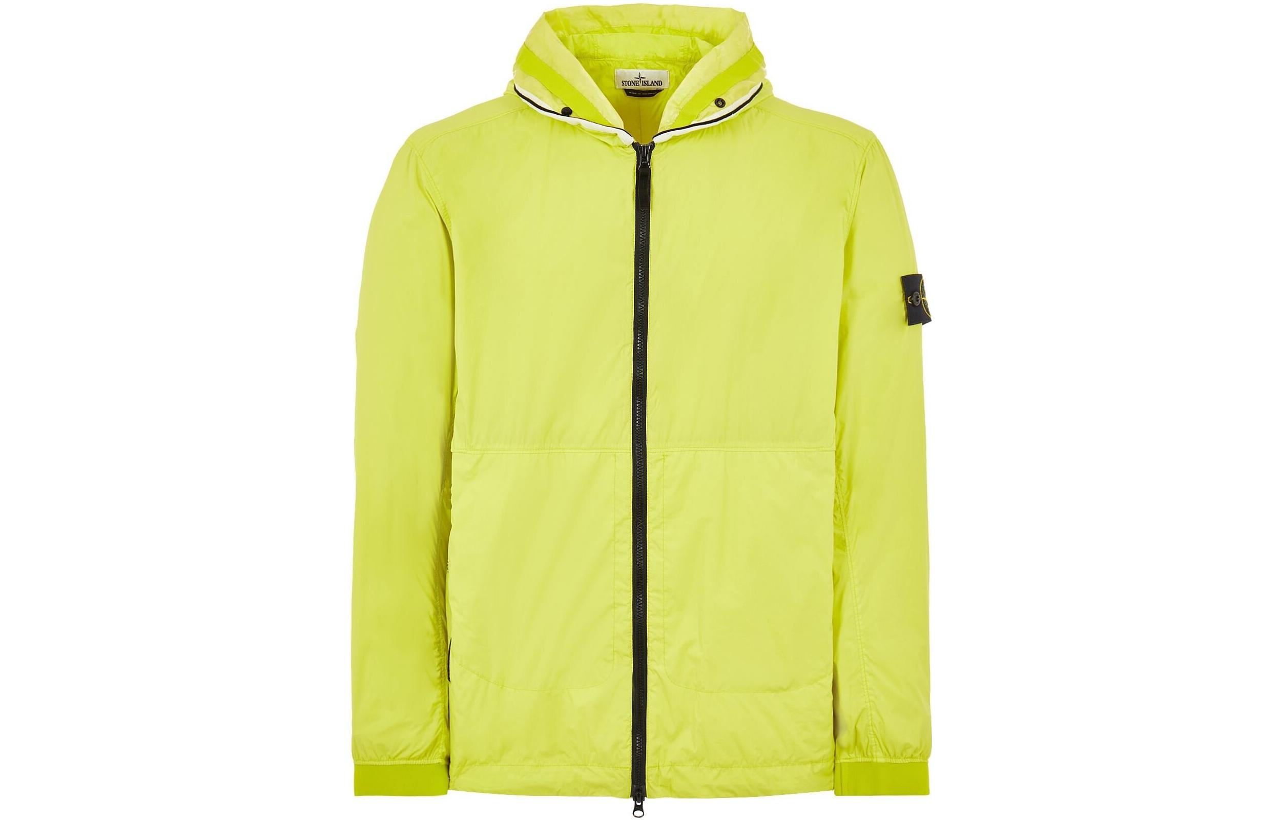 Stone Island SS22 Yellow Hoodie Jacket with Solid Color Logo Patch for Men 761541131-V0031