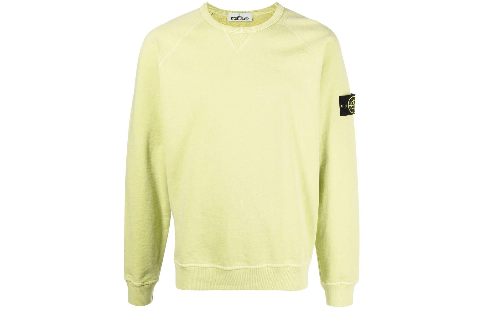 Stone Island SS22 Yellow Logo Patch Crewneck Long Sleeve Sweatshirt Men 761566360-V0131