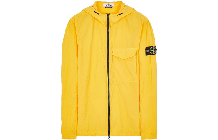 Stone Island SS22 Yellow Logo Patch Hooded Jacket 761512402-V0030