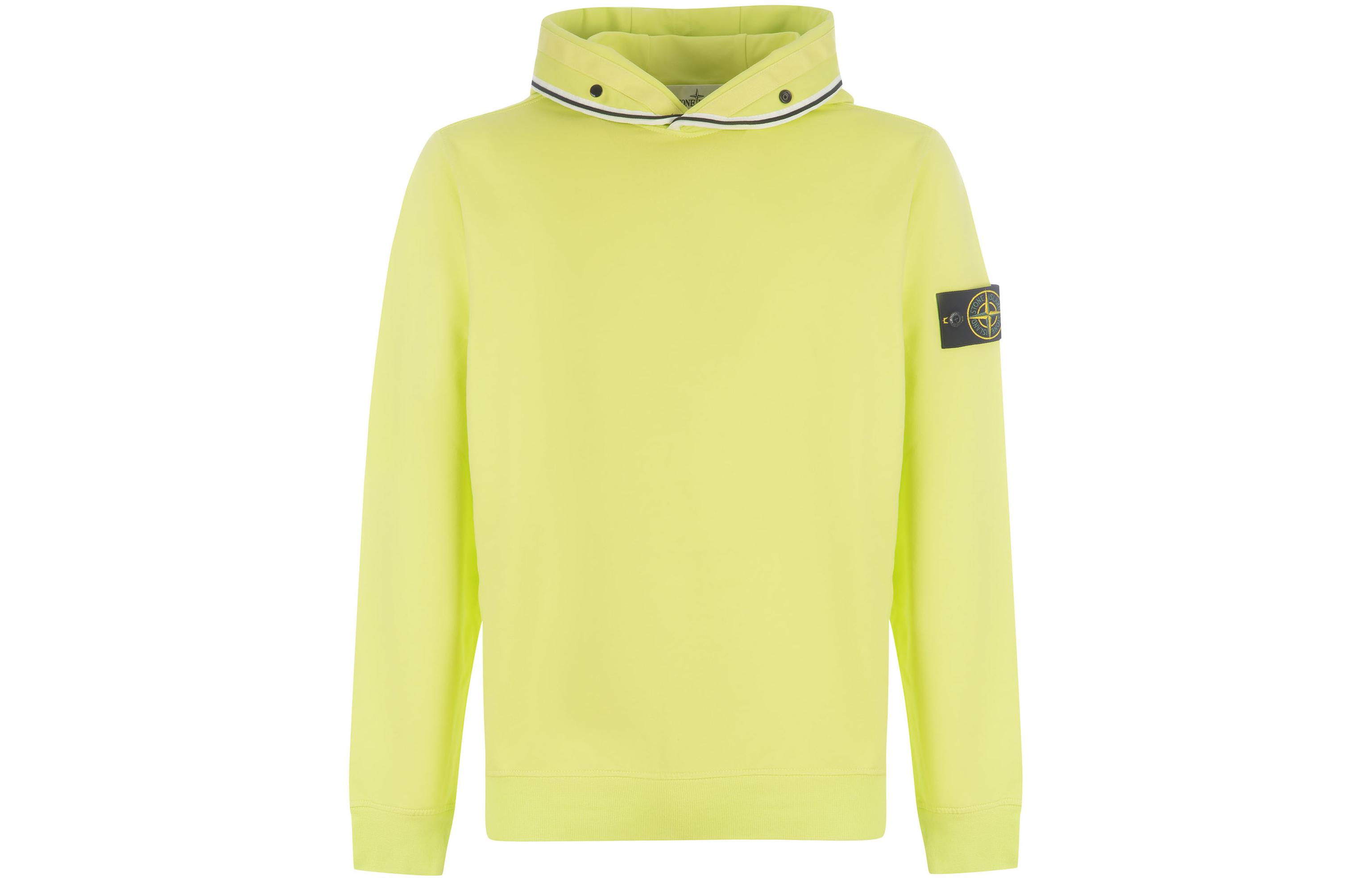 Stone Island SS22 Yellow Pullover Hoodie with Logo Badge for Men 761562852-V0031