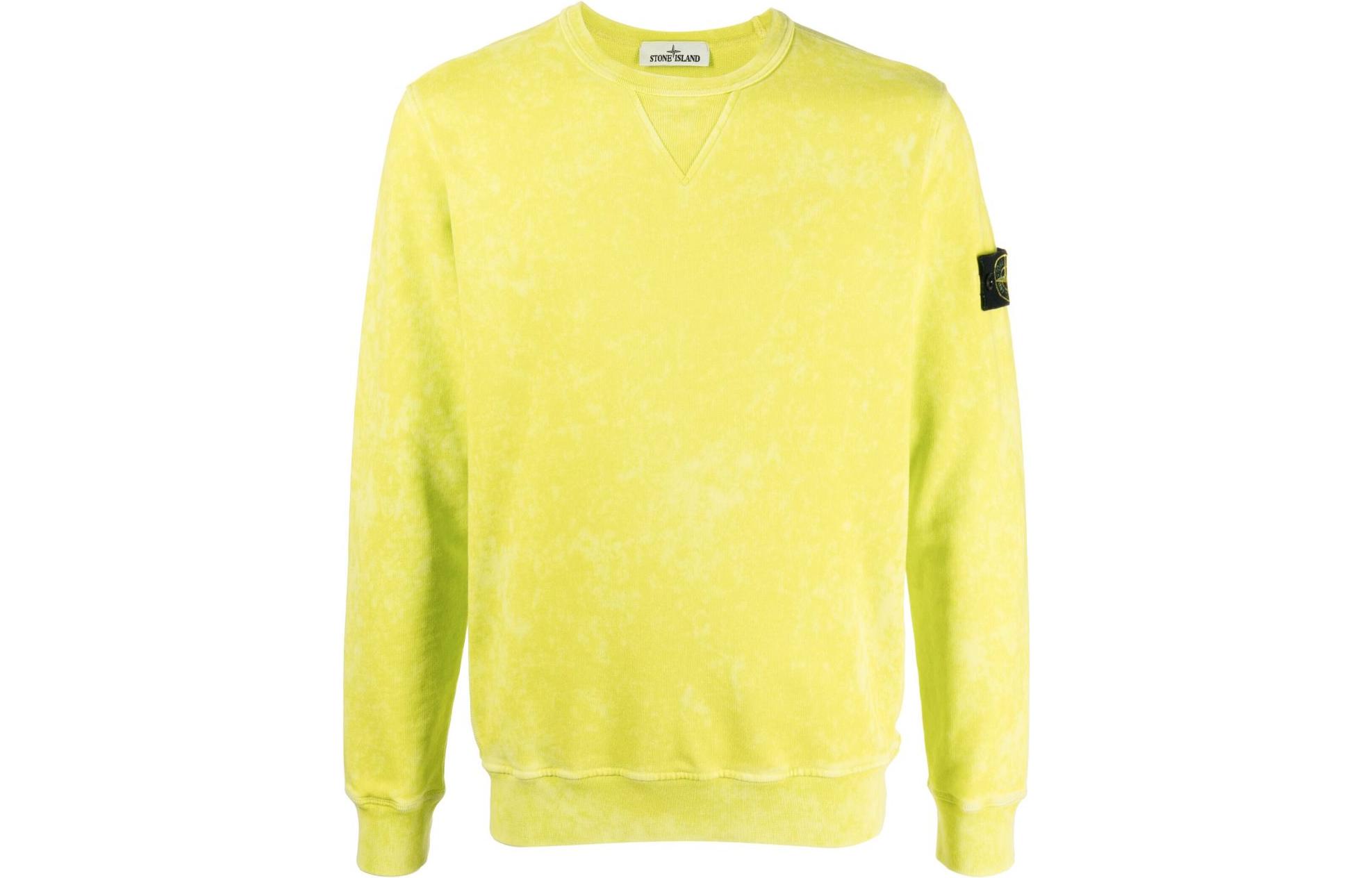 Stone Island SS22 Yellow Tie-Dye Crewneck Pullover Sweatshirt Mens 761561538-V0031