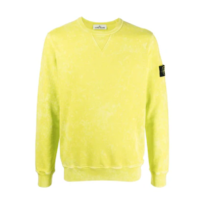 Stone Island SS22 Yellow Tie-Dye Crewneck Pullover Sweatshirt Mens 761561538-V0031
