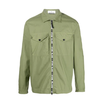 Stone Island SS22 Zip-Up Shirt Jacket Military Green 7615117E4-V0058