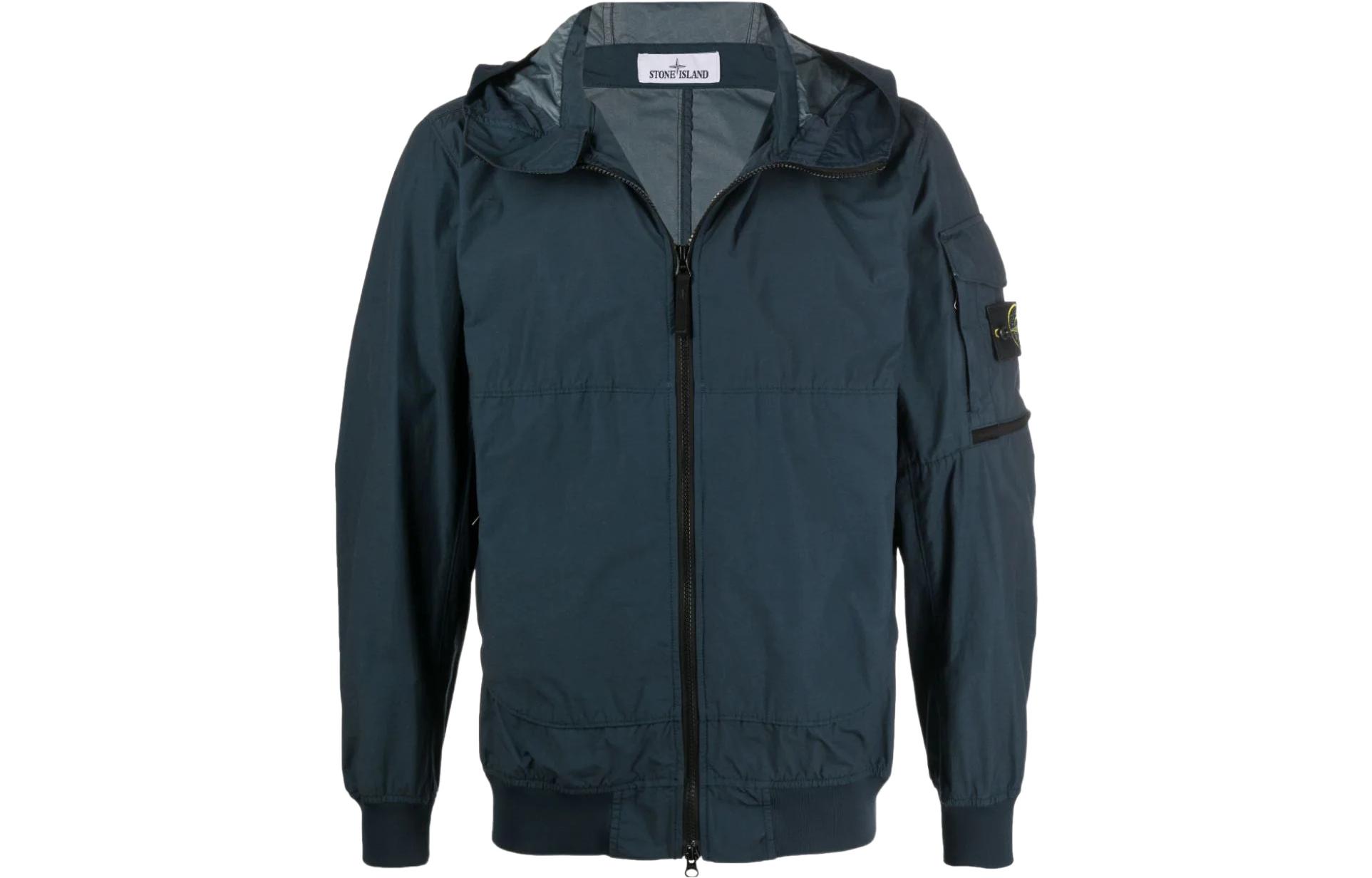 Stone Island SS22 Zip Hoodie Jacket Navy Blue 761540632-V0024