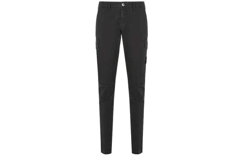 Stone Island SS23  Black Cargo Jogger Pants with Large Pockets and Zipper. 101530604-A0129