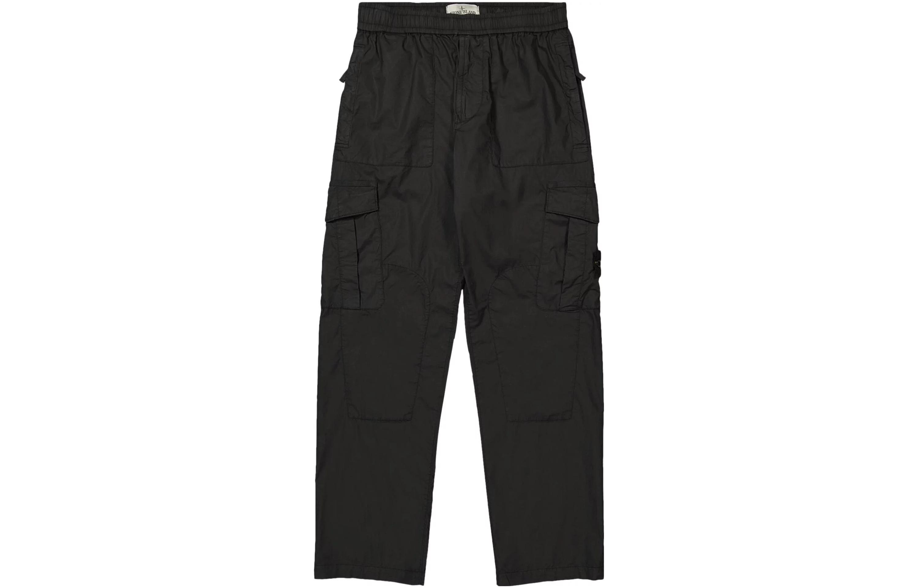 STONE ISLAND SS23  Black Elastic Waist Long Cargo Jogger Pants 781530803-V0029
