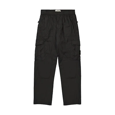 STONE ISLAND SS23 Black Elastic Waist Long Cargo Jogger Pants 781530803-V0029