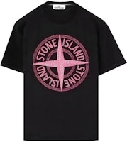 STONE ISLAND SS23 Black Knit Short Sleeve T-Shirt with Logo Print. 781521580-V0029 STONE ISLAND SS23 Black Knit Short Sleeve T-Shirt with Logo Print. 781521580-V0029