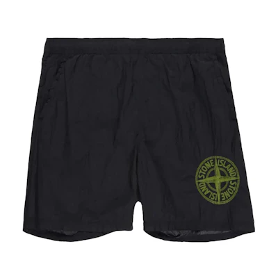 STONE ISLAND SS23 Black Logo Embroidered Casual Shorts. 7815B0948-V0029
