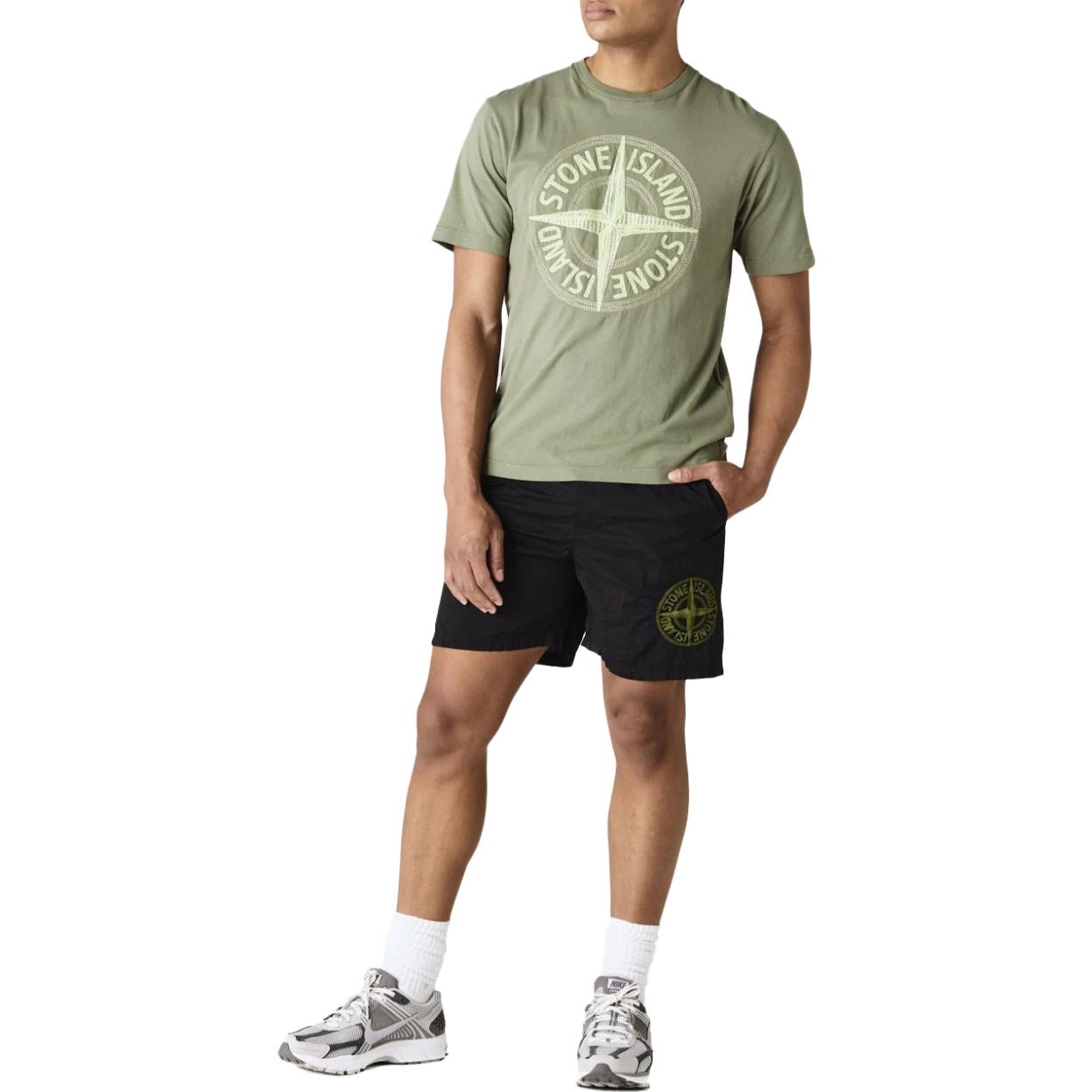 STONE ISLAND SS23  Black Logo Embroidered Casual Shorts. 7815B0948-V0029 圖 3