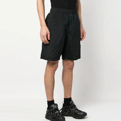 Stone Island SS23 Black Nylon Logo Mid-Waist Casual Shorts. 7815L0319-V0029 Details for Stone Island SS23 Black Nylon Logo Mid-Waist Casual Shorts. 7815L0319-V0029
