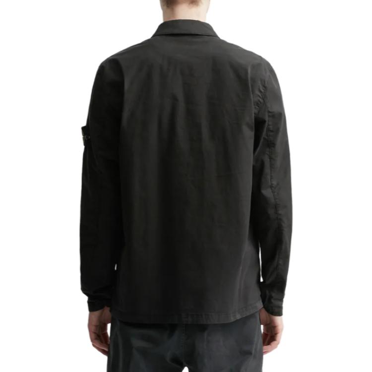 Details for 스톤 아일랜드 SS23 블랙 피마 코튼 지퍼 긴팔 셔츠 재킷 781510210-V0029