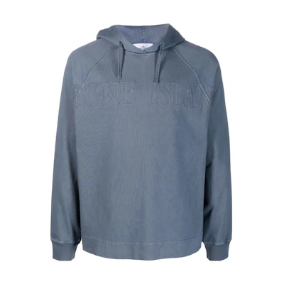 STONE ISLAND SS23 Blue Pullover Hoodie with Back Logo Print. 781563355-V0124
