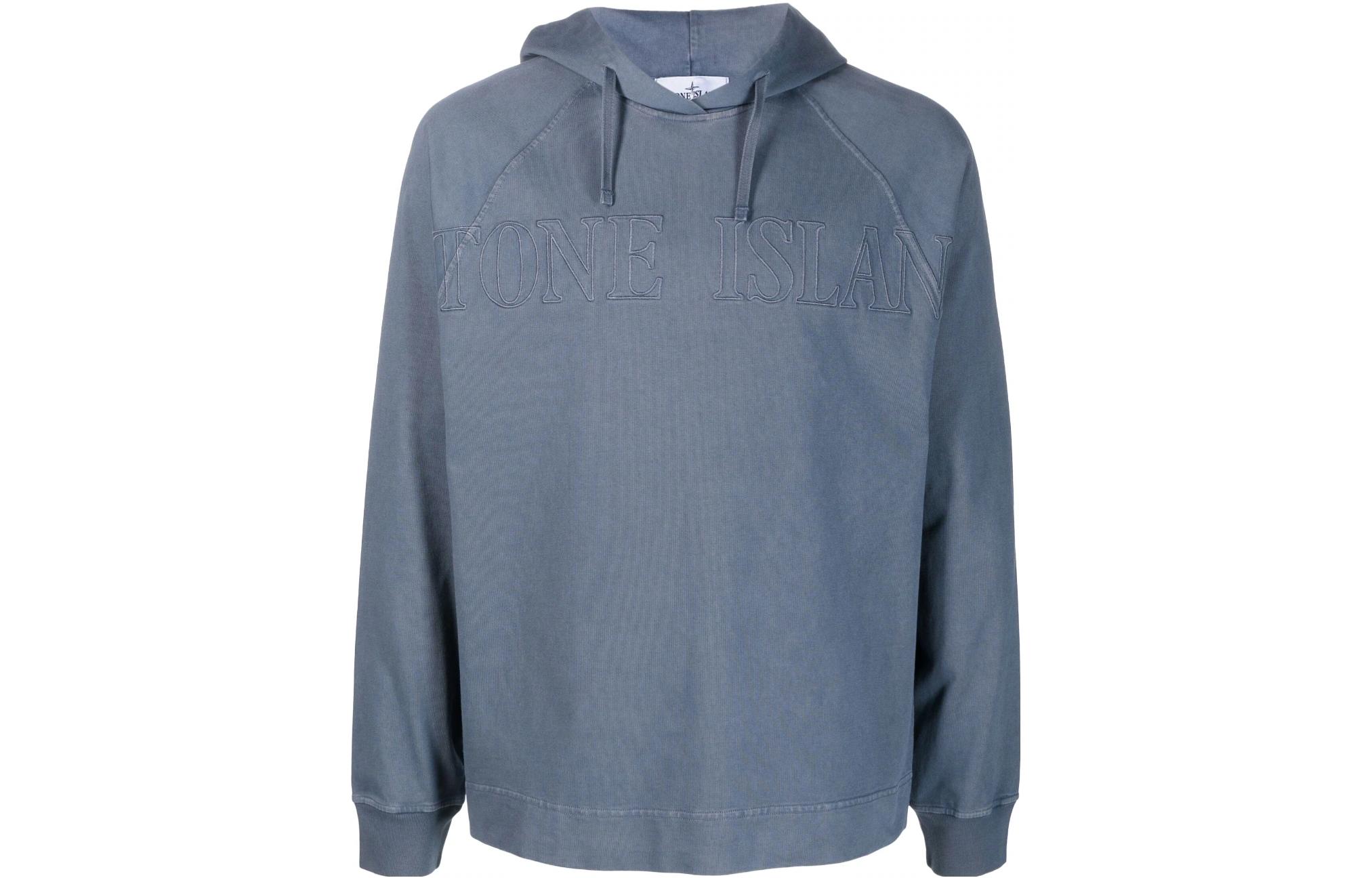 Order STONE ISLAND SS23 Biru Hoodie Pullover dengan Cetakan Logo Belakang. 781563355-V0124