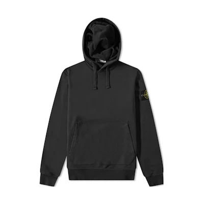 STONE ISLAND SS23 Charcoal Black Drawstring Hoodie with Patch. 101564151-V0065